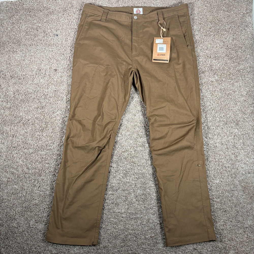 LIVSN Flex Canvas Pants Brown Mens 38x30 BOT001L-BRN New With Tags